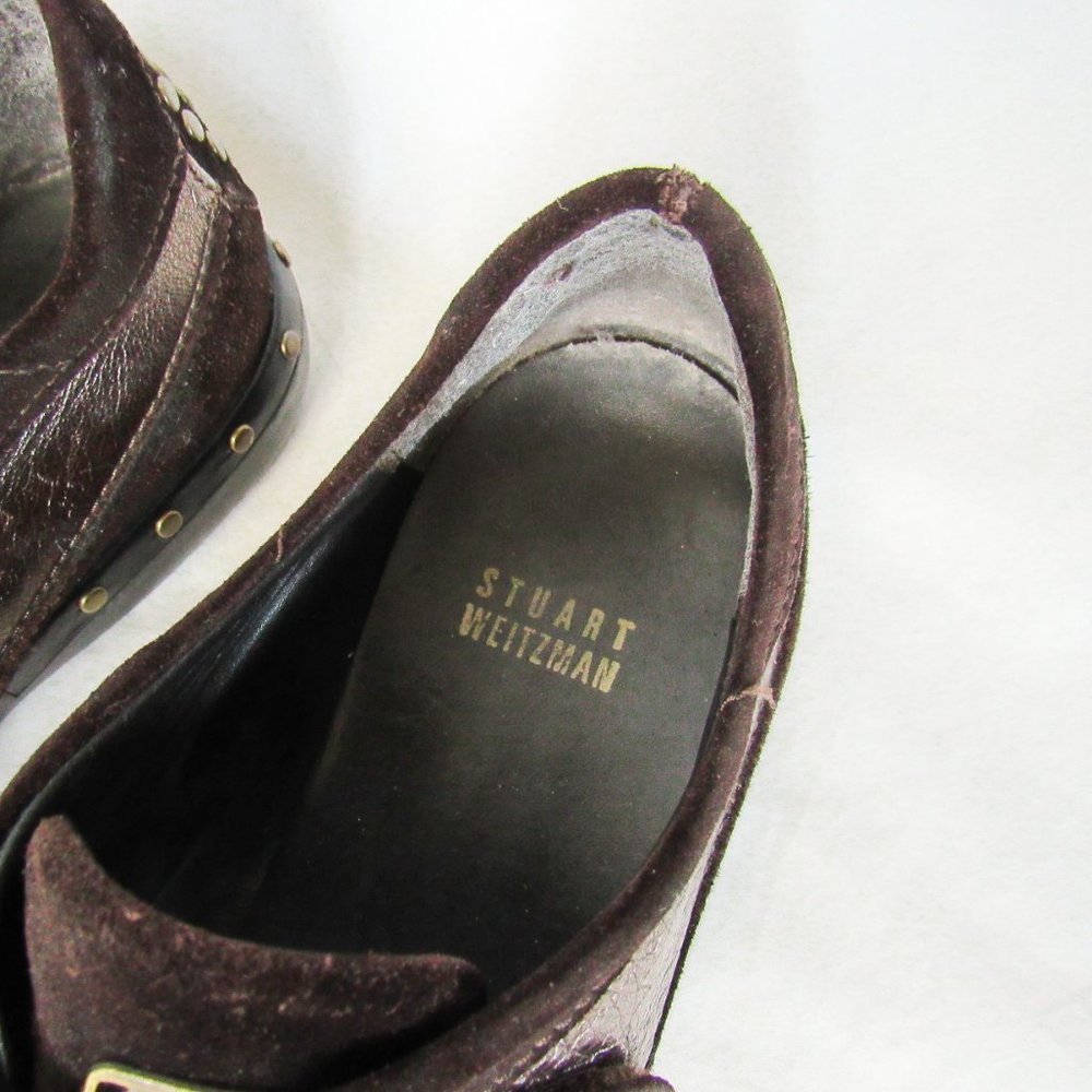 STUART WEITZMAN Metallic Suede Leather Sneakers Brown Suede Studded~MSRP $375 - Picture 5 of 15